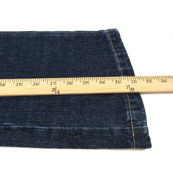 Basic Law Women's Button Fly Wide Leg Low Rise Embroidered Pocket Blue Jeans 8 - Picture 7 of 10